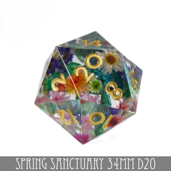 NEW - Single Dice‎ (Die) - Spring Sanctuary - 34mm D20 - Dungeons and Dragons - Picture 2 of 6